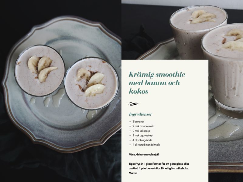 Vegansk krämig smoothie med banan och kokos - Tess Waltenburg